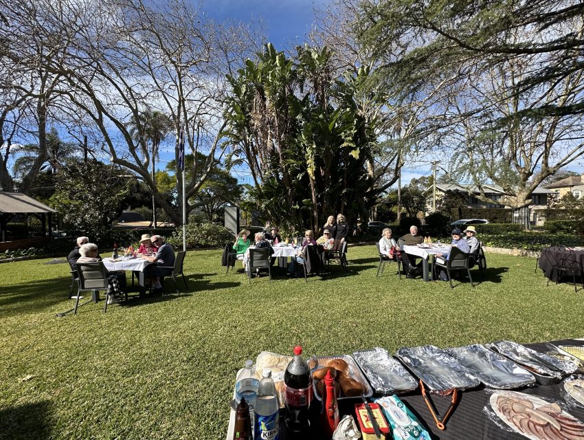 Tables on lawn